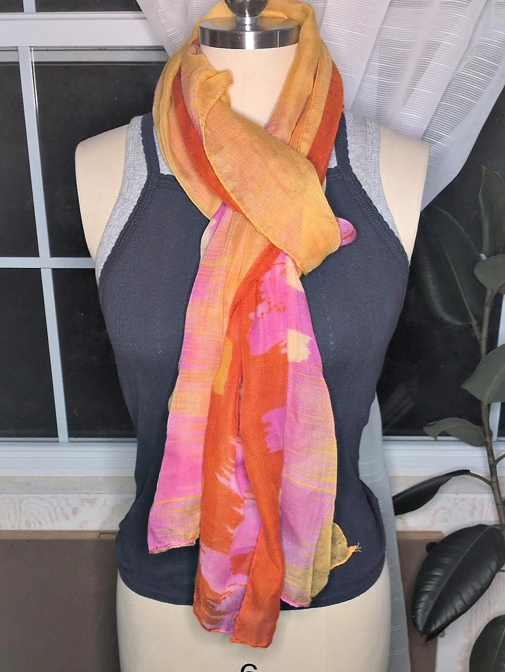Abstract Orange & Pink Scarf